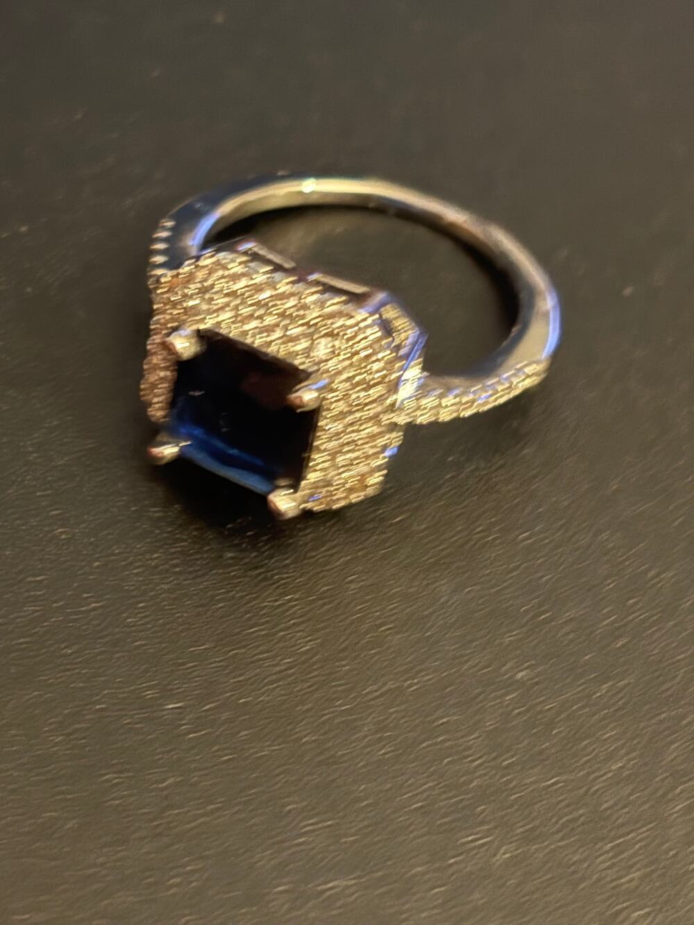 NIB Blue Sapphire Color Halo Ring Size 6